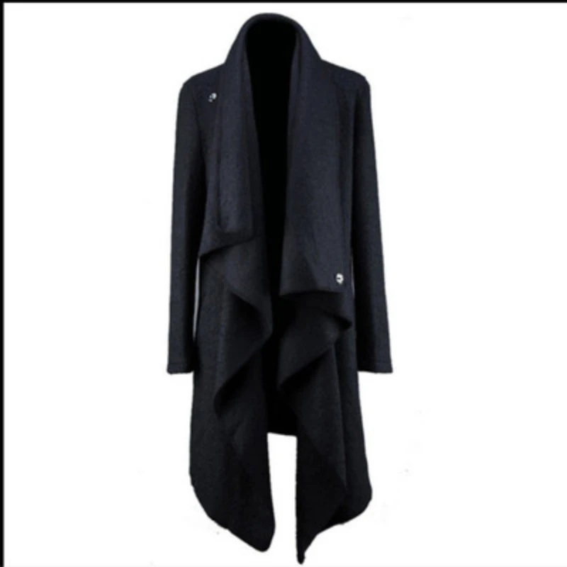 

New Fall and Winter Hair Stylist Warm Windbreaker In Long Tweed Coat Men Korea Edition Slim Irregular Personality Tweed Coat