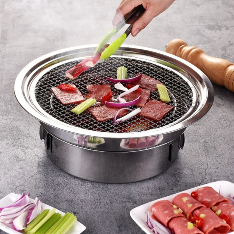 

Charcoal Barbecue Grill Stainless Steel Non-Stick Barbecue Tray Grillz Portable Grill for Outdoor Camping