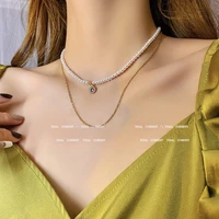 fashion pearl pendant necklace for women vintage clavicle double layered wear pearl collar necklace statement women jewelry gift
