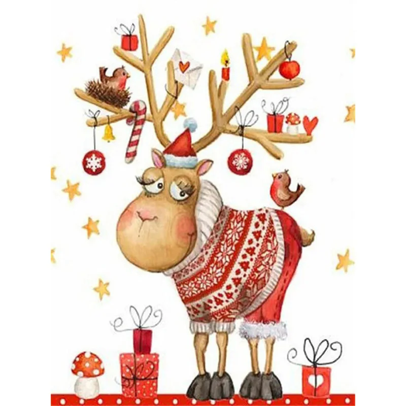 5D алмазная живопись Рождественский олень Набор для вышивки квадратными стразами