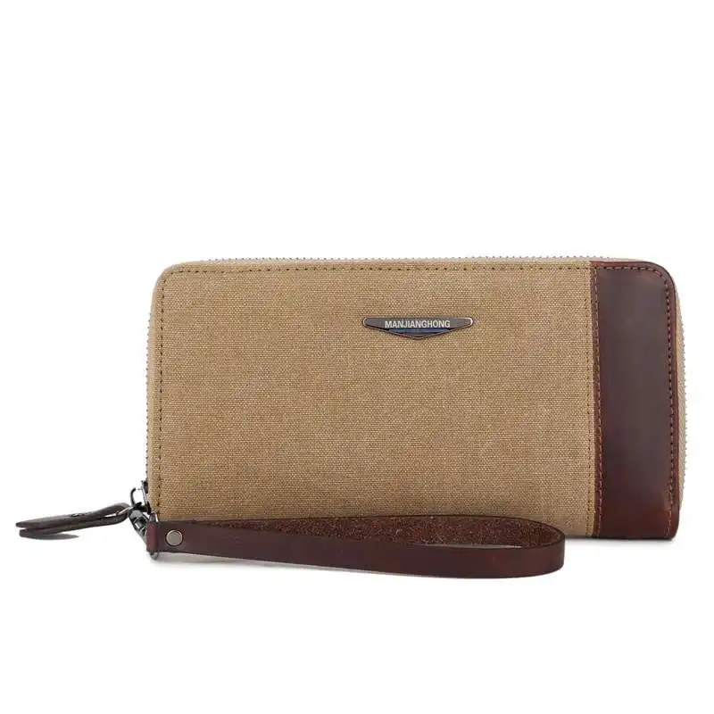 Мужской кошелек Ретро стиль Холщовый многофункциональный для отдыха Длинный