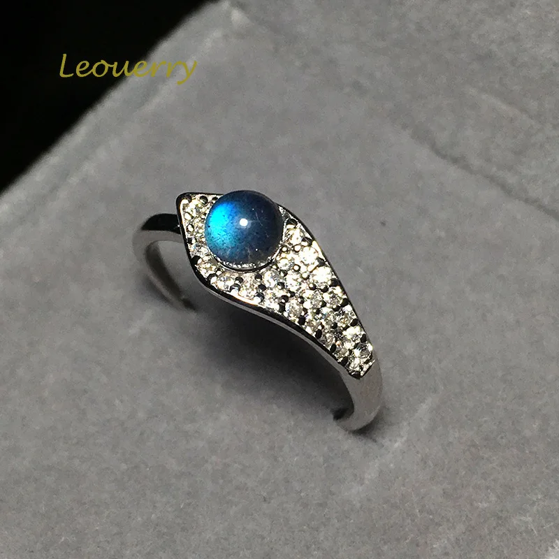 Женское кольцо с лабрадоритом Leouerry Открытое из стерлингового серебра 925 пробы