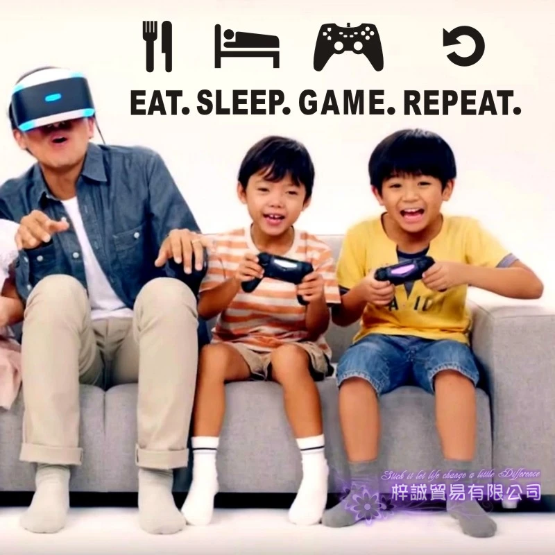 Игровой стикер Eat Sleep повтор наклейка для игровой комнаты плакаты тематики