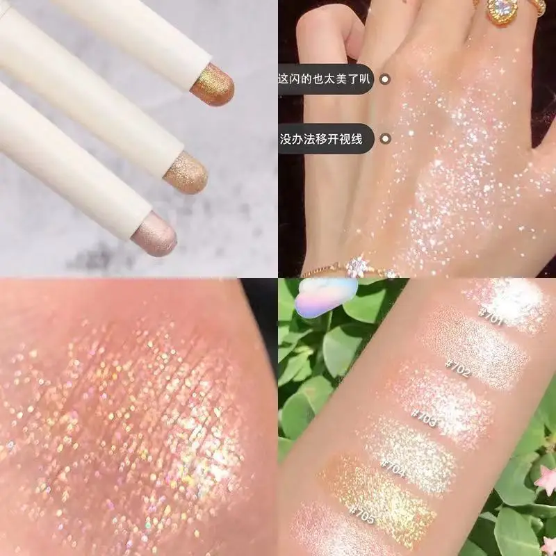 

Glitter Diamond Eyeshadow Pencil Metallic Shimmer Highlighter Stick Pigmented Makeup Eyeshadow Stick Cosmetic Eye Liner Pencil