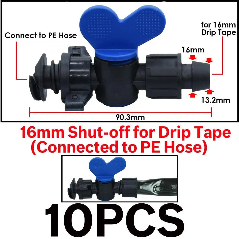 16mm 5/8" Drip Irrigation Tape Shut-Off Valve End Plug Connector Thread Lock Garden Watering System Greenyhouse to PVC Hard Pipe images - 6