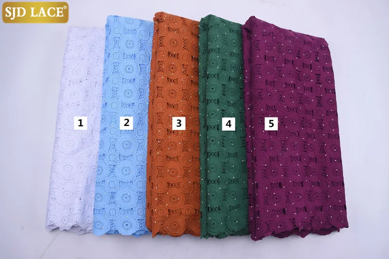 

SJD LACE Pure White African Lace Fabric 2021High Quality Water Soluble Guipure Cord Laces 5Yards For Wedding Party Sewing A2185