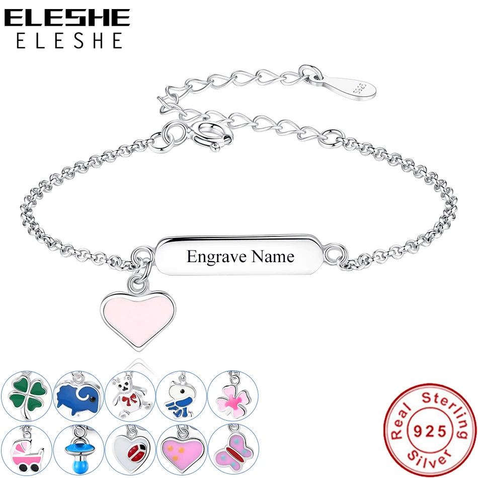 ELESHE персонализированные браслеты из нержавеющей стали для детей на заказ