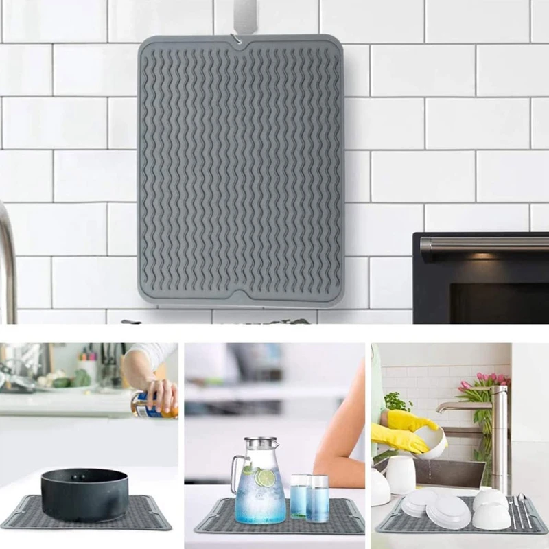 Силиконовый коврик для сушки посуды Толщина термостойкая подставка поддон