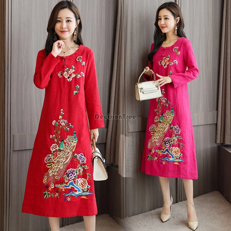 

2021 chinese dress vestidos women's chiffon cheongsam qipao tea dress clothes vintage casual party dance costume oriental dress