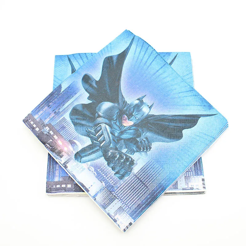 Napkins-20pcs Одноразовая посуда набор бумажных тарелок Бэтмен номер фольги воздушный шар День Рождения украшения дети мальчик пользу Бэтмен вечерние принадлежности - Цвет: Napkins-20pcs