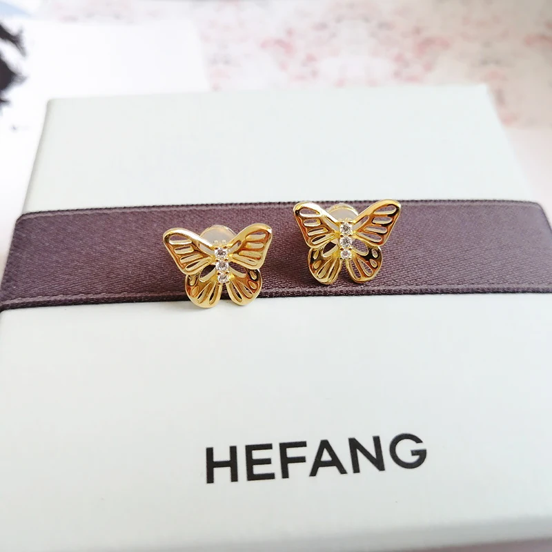 

Butterfly Earrings 925 Sterling Silver micro inlaid zircon exquisite fashion temperament elegant personality high-end women
