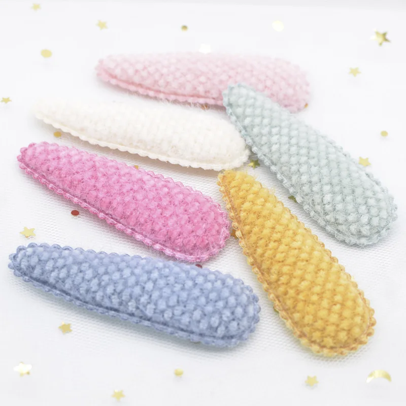12pcs/lot 75mm Soft Fabric Lace Drop Clip Applique for Clothes Craft Sticker Patches DIY Baby Girl Hair BB Clips Accessories L54