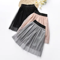 2022 new summer baby girls clothes mesh tutu skirt pleated children long tulle skirt for teenage girls 3 layers ball gown faldas
