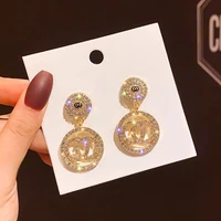 european and american fashion metal geometry large round womens earrings popular gold c shaped pendant earrings jewelry