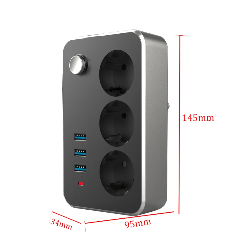 защита от пыли Сетевой фильтр с 3 USB-удлинителями умная полоса адаптер питания