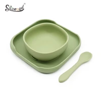3pc baby silicone plate set bowl plates baby feeding silicone plate saucer suction childrens tableware silicone dish for baby