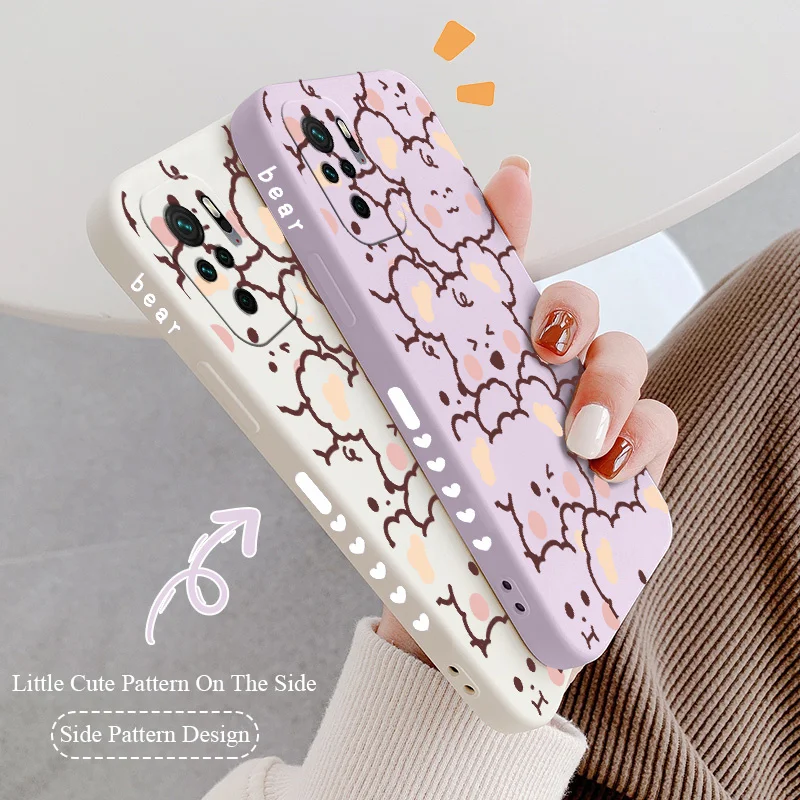 

For Xiaomi Redmi Note 10 10S 9T 9 8 7 Pro Max Redmi 9 9A 9T K40 K30 K20 Pro Case Side-printed Love Liquid Slicone Phone Cover