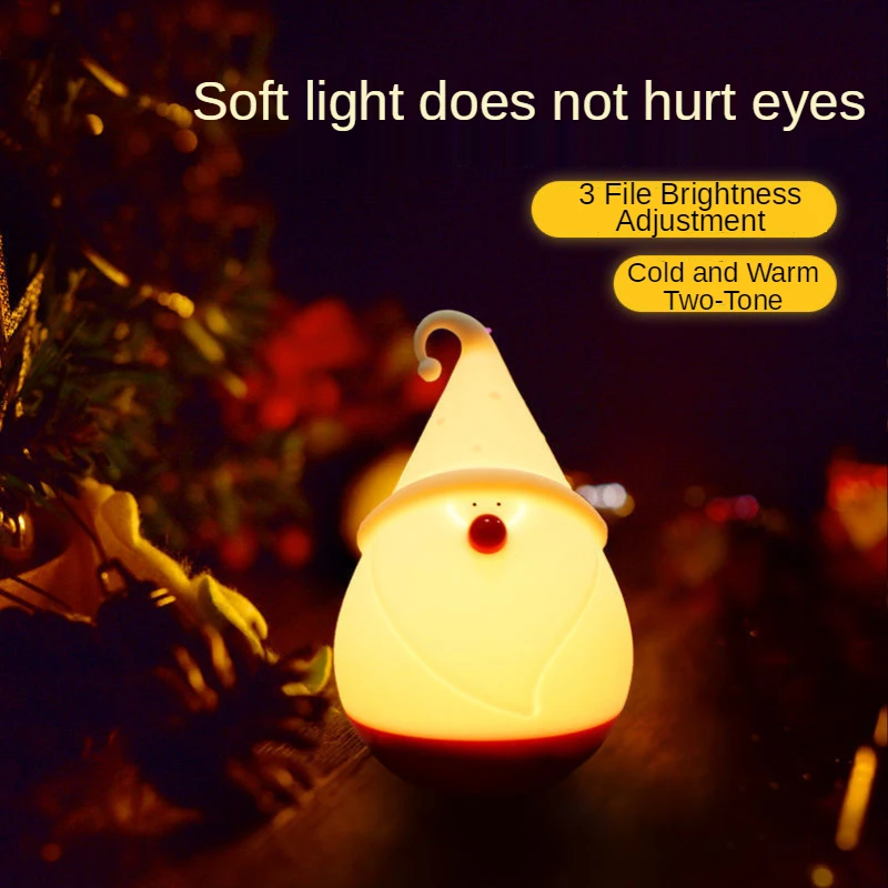 

Creative Silicone ROHS USB Rechargeable Christmas Snowman Holiday Decoration Night Light Bedside Table Lamp Children's Gift