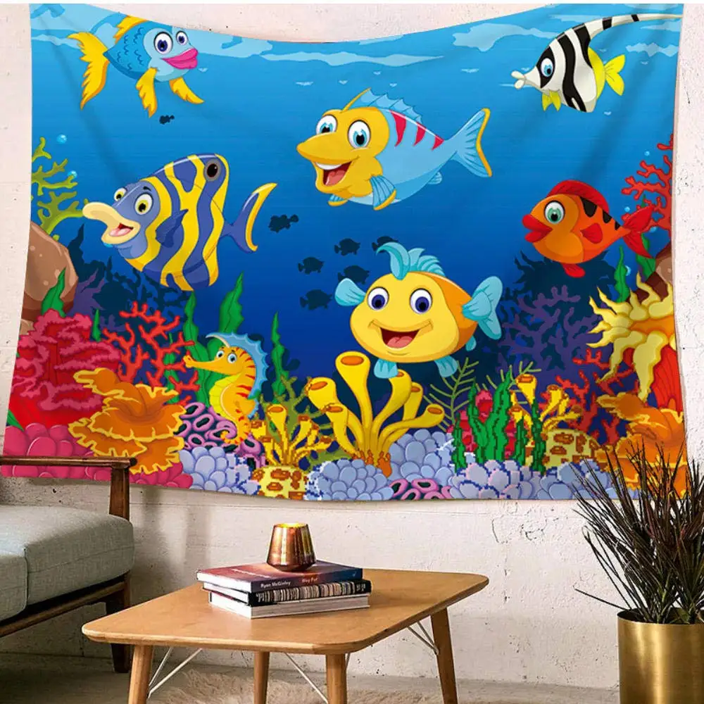 Tapiz de decoraci&oacute;n para el hogar, cubierta personalizada de playa, pez delf&iacute;n-0
