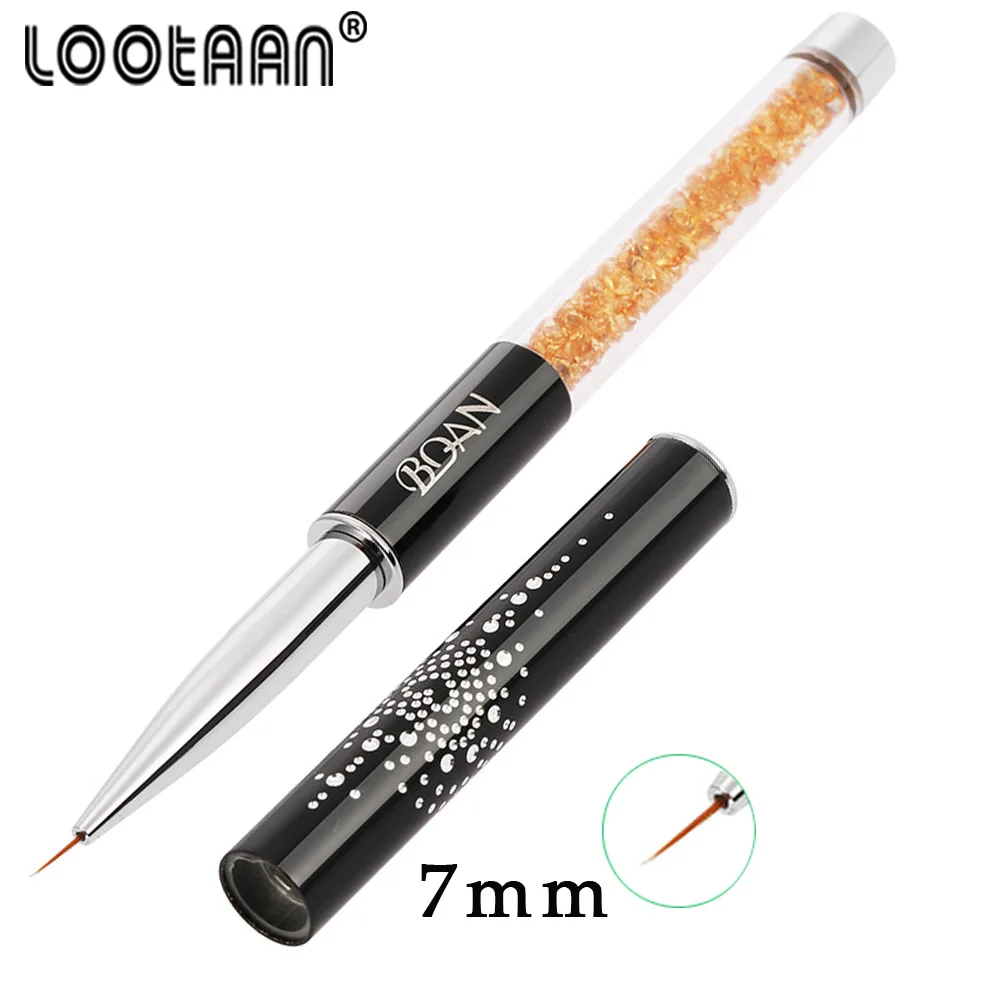 Lootaan 7/9/11 мм Nail Art Кисти для УФ-геля чертежный вкладыш малярные кисти с украшением в виде кристаллов акриловый маникюр инструменты УФ-гель