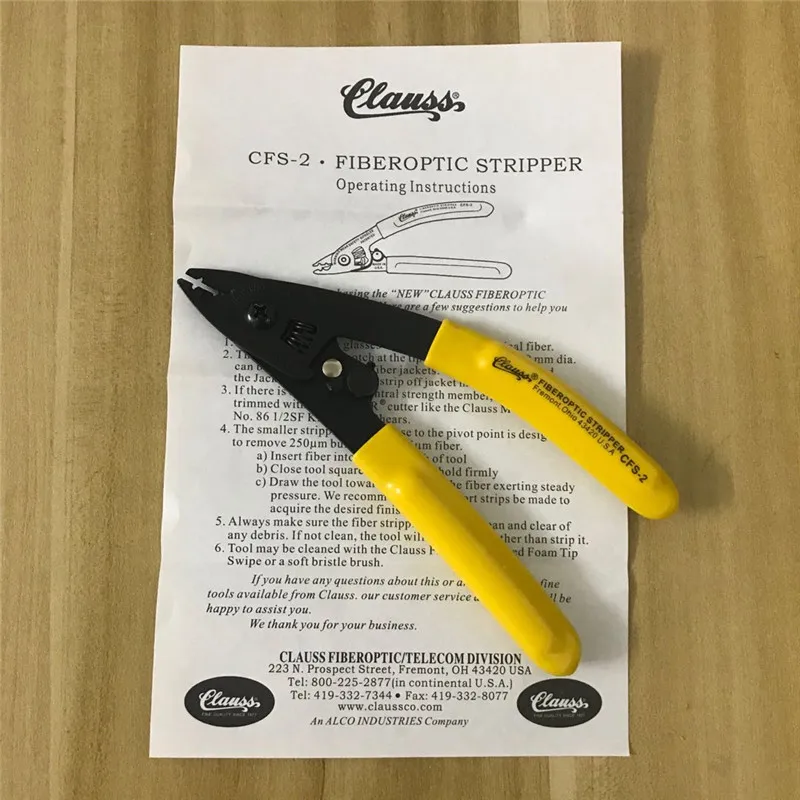 Clauss CFS-2 Fiberoptic Stripper For Stripping 125 Micron Fiber with 250μm Buffer Coating Fremont Ohio 43430 Made in USA