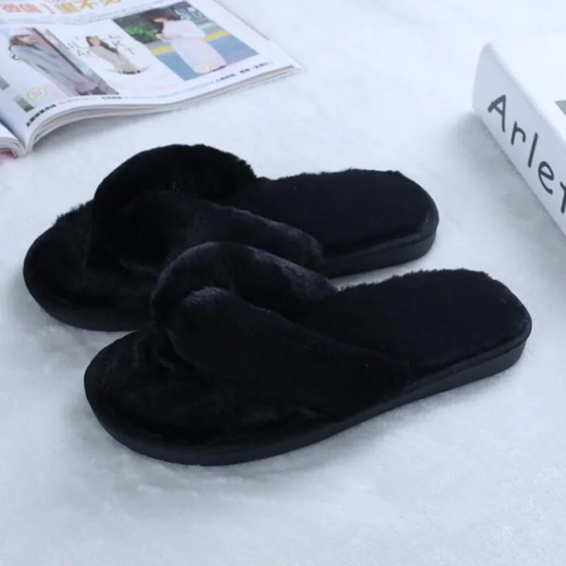 Демисезонные плюшевые шлепанцы для девочек пушистые домашние тапочки женщин