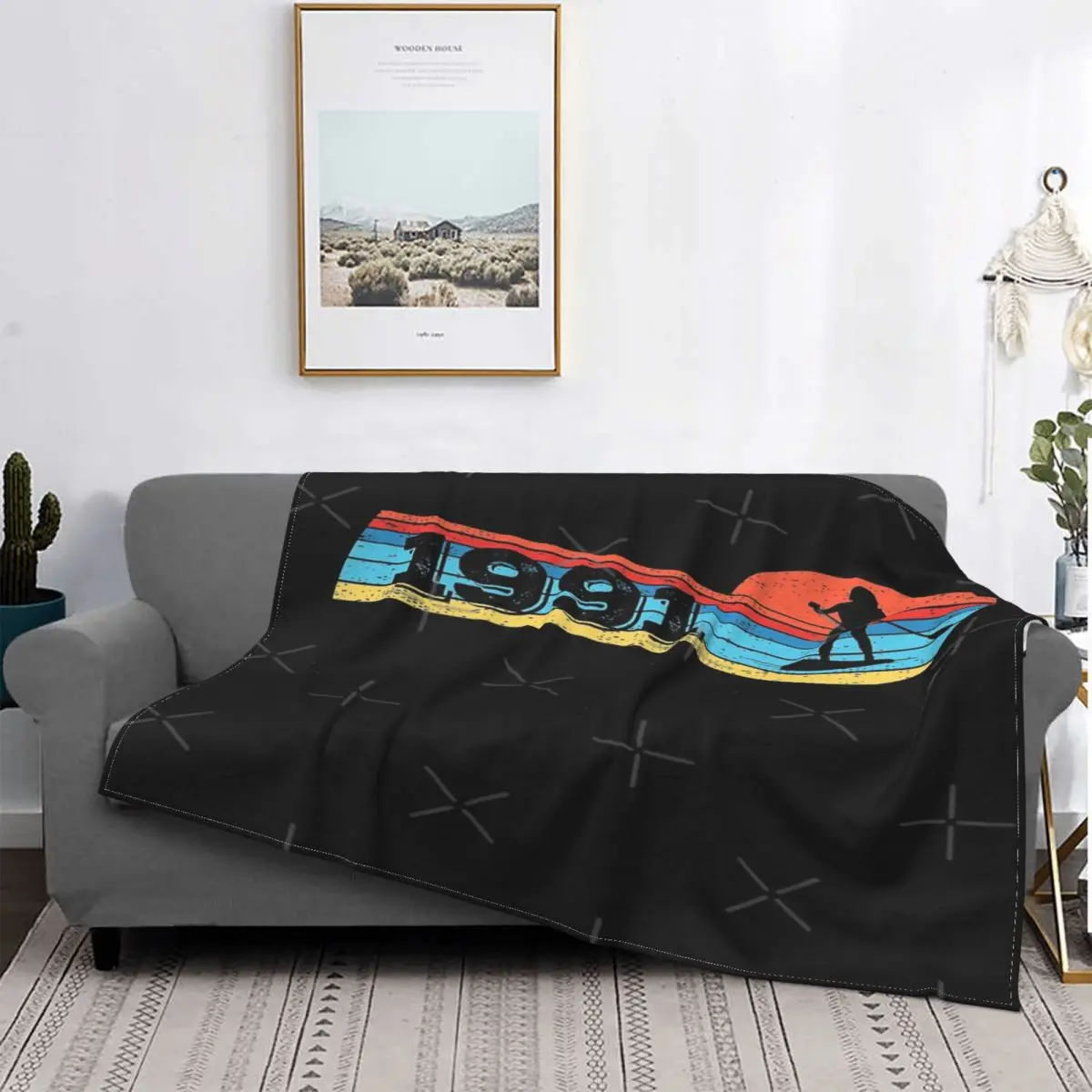 

Manta de pie Vintage para cumpleaños, colcha a cuadros para cama y playa, con capucha, 1991