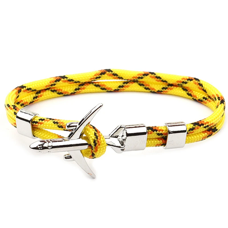 Серебряный желтый браслет с самолетом многослойная веревочная цепь для женщин