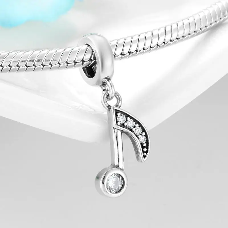 Настоящие 925 стерлингового серебра браслеты с подвесками Романтический бусины в