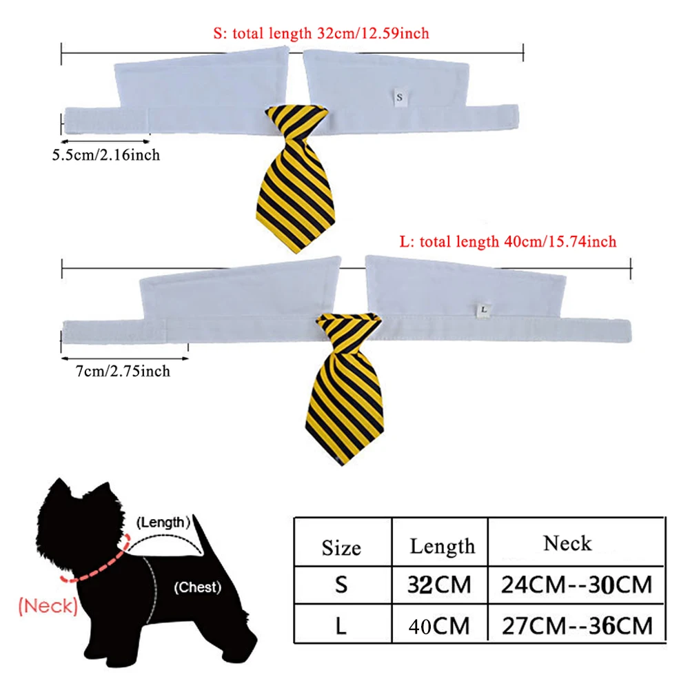 

Fashion Dog Cat Striped Bow Tie Adjustable Neck Tie Animal Striped Bowtie Collar Pet White Collar Dog Necktie For Party Wedding