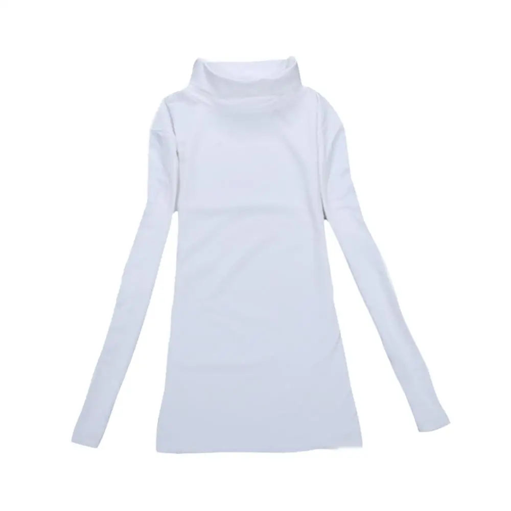 Осень зима для женщин Футболки с длинными рукавами девочек высоким плотно