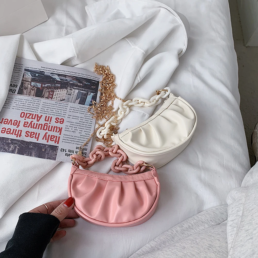 

В винтажном стиле; Женские плиссированные вместительные сумки Сумка через плечо Однотонная одежда цепью сумка через плечо из искусственно...