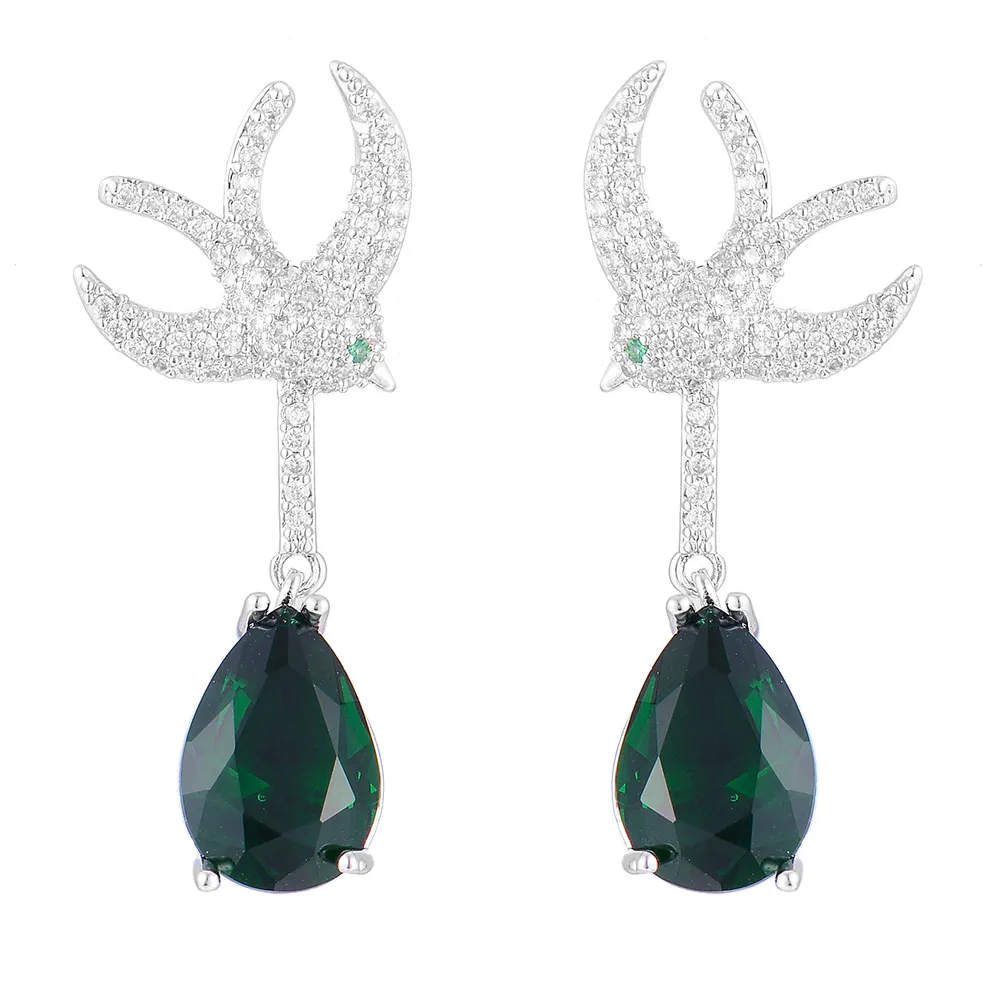 

LARRAURI новые длинные висячие серьги для женщин, ювелирные изделия для ушей, индивидуальная Ласточка Птица, серьги-капли, кубический цирконий