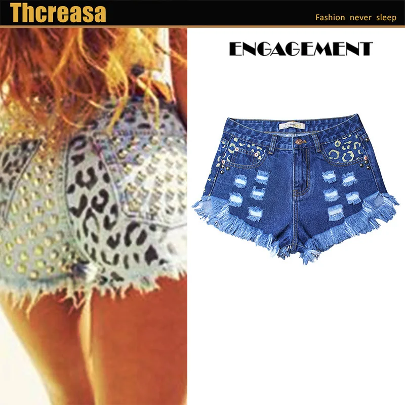 

ENGAGEMENT 2021 Trafaluc Za Printed pants with loose holes and high waist rivets for denim shorts pantalones cortos jean shorts
