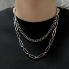 Двухслойное соединение цепи из нержавеющей стали чокер ожерелье хип-хоп уличное ожерелье с выстрелом ожерелья трендовые очаровательные рождественские украшения