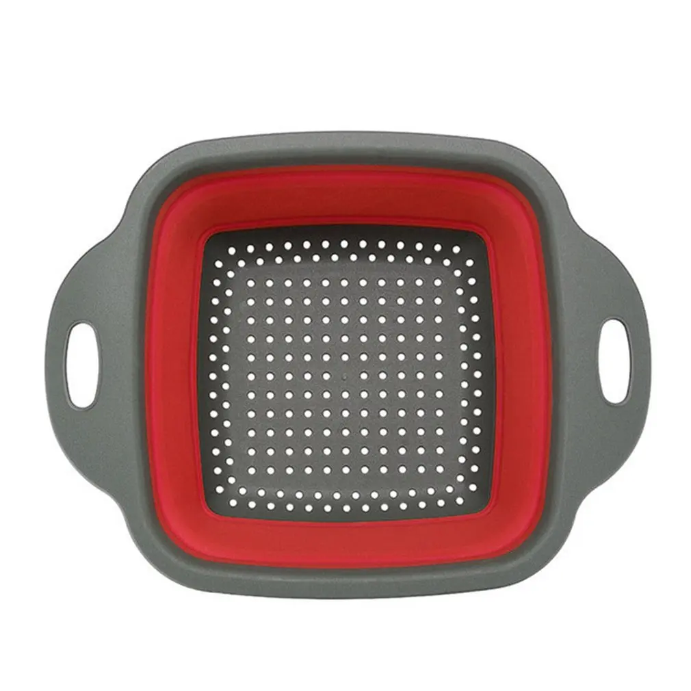 Складная корзина для мытья фруктов и овощей ситечко Portabl силиконовый дуршлаг