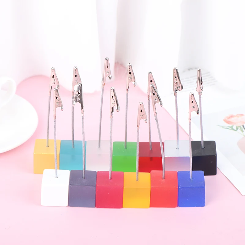 1PCS Colorful Cube Stand Alligator Wire Photo Clip Memo Card Holder Note Clamp | Канцтовары для офиса и дома