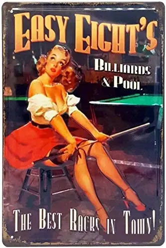 

Belle Billiards Tin Sign Bar Garage Cafe Man Cave Retro Wall Decoration 8x12 Inches