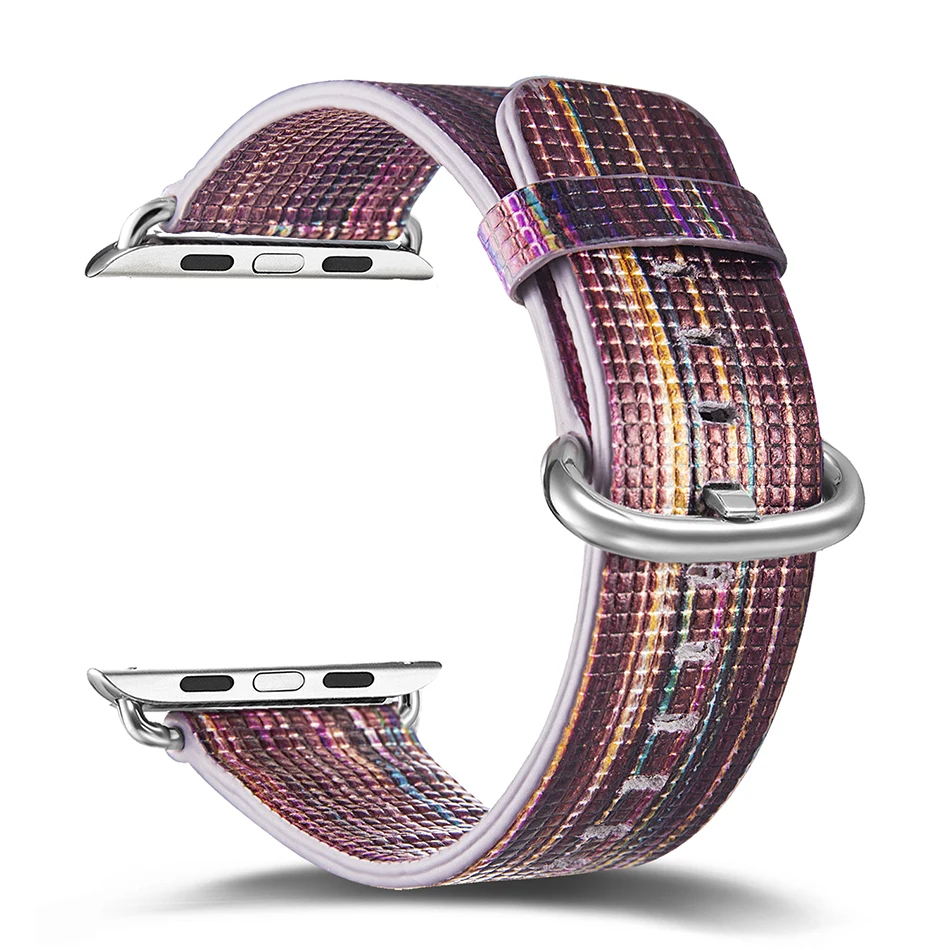 FOHUAS, Национальный стиль, окрашенный кожаный ремешок для часов Apple Watch, цветной узор, наручные часы, браслет для iwatch 42, 38 мм