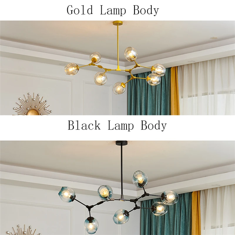 Candelabros modernos para sala de estar, lámpara colgante con bola de cristal de estilo nórdico para decoración interior y cocina