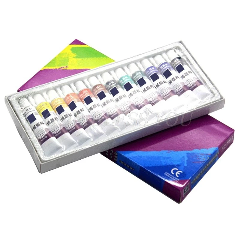 

12/24 Colors 12ML Tube Acrylic Paint Set Professional Hand Painted Wall Paint Artist Draw Art Painting Drawing Tools Pigments