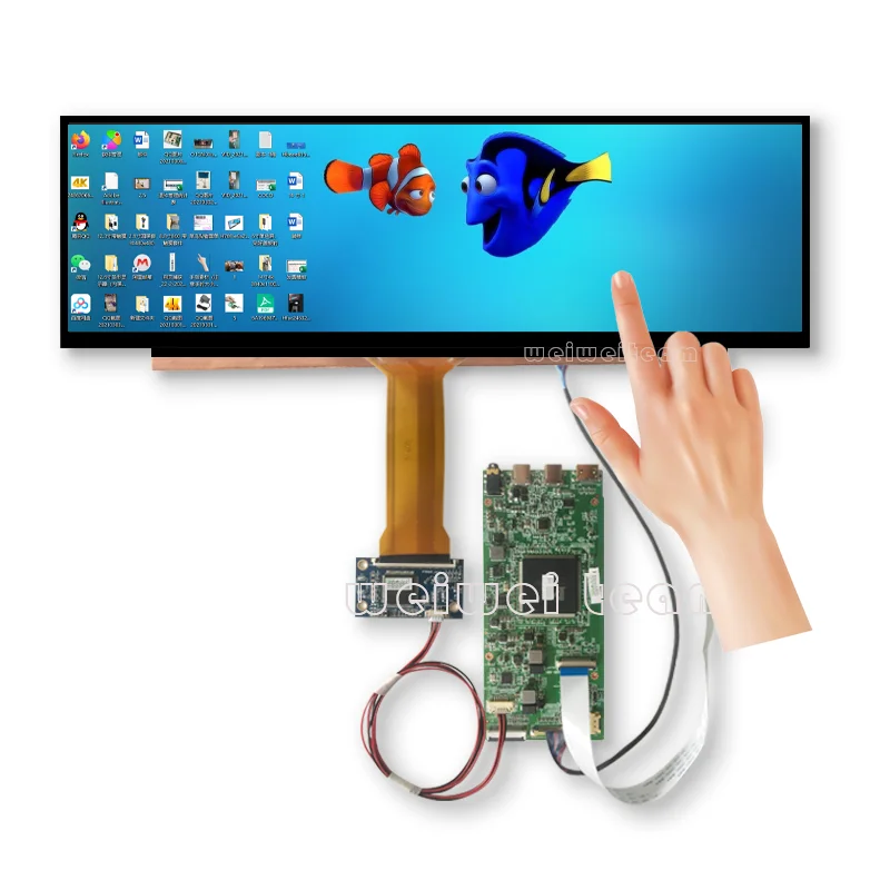 Monitor t&aacute;ctil 4K de 14 pulgadas, 3840x1100, Panel de consola de juegos LCD IPS, placa controladora de 60Hz para tel&eacute;fono m&oacute;vil, Raspberry pi-5