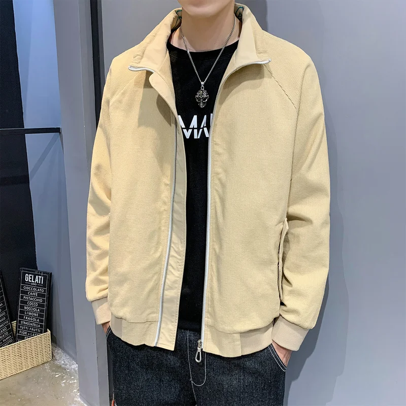

New Arrival Men Autumn Winter Jacket Solid Color Man Casual Coats Size M-5XL black khaki pink