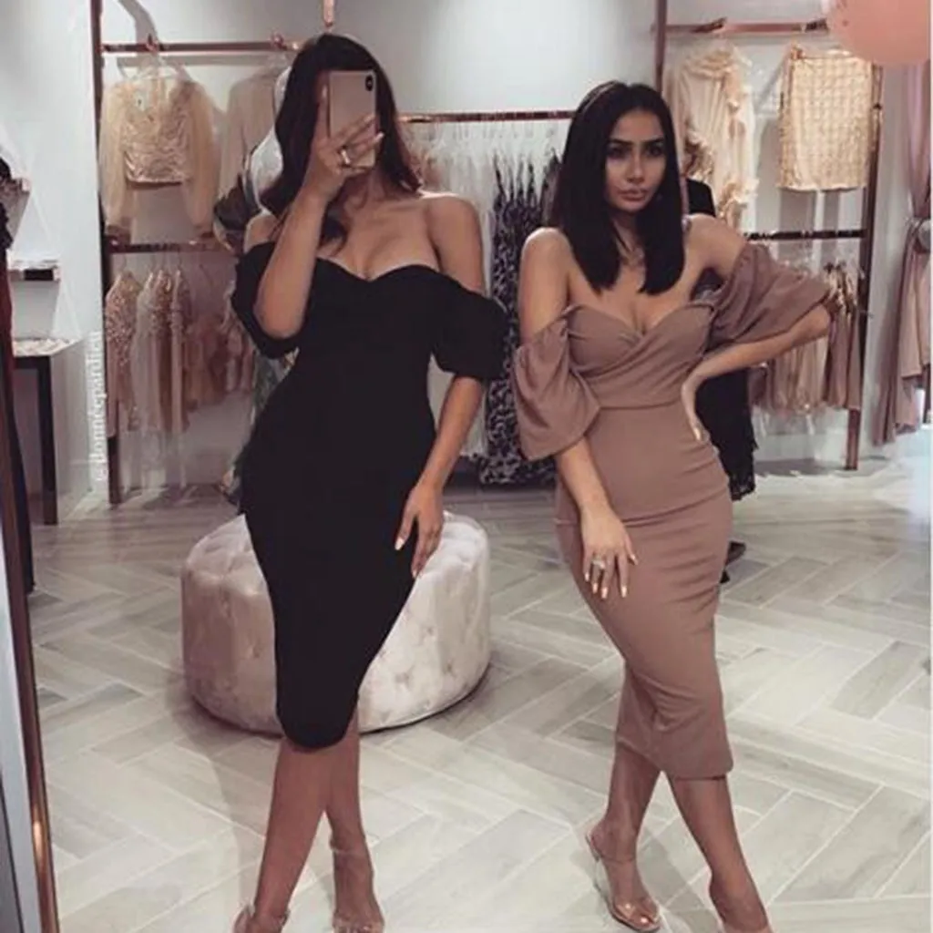 Летнее платье без рукавов облегающее лямок Для женщин с открытыми плечами трубы