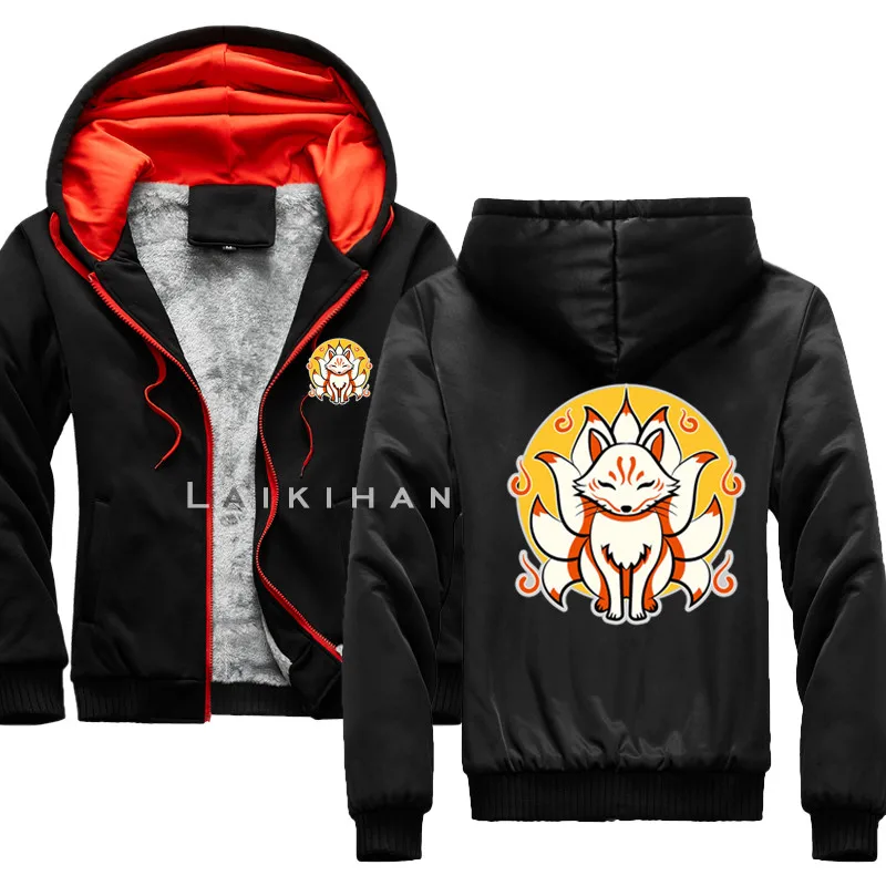 Толстовка мужская утепленная кофта с капюшоном в стиле хип-хоп чёрная японская