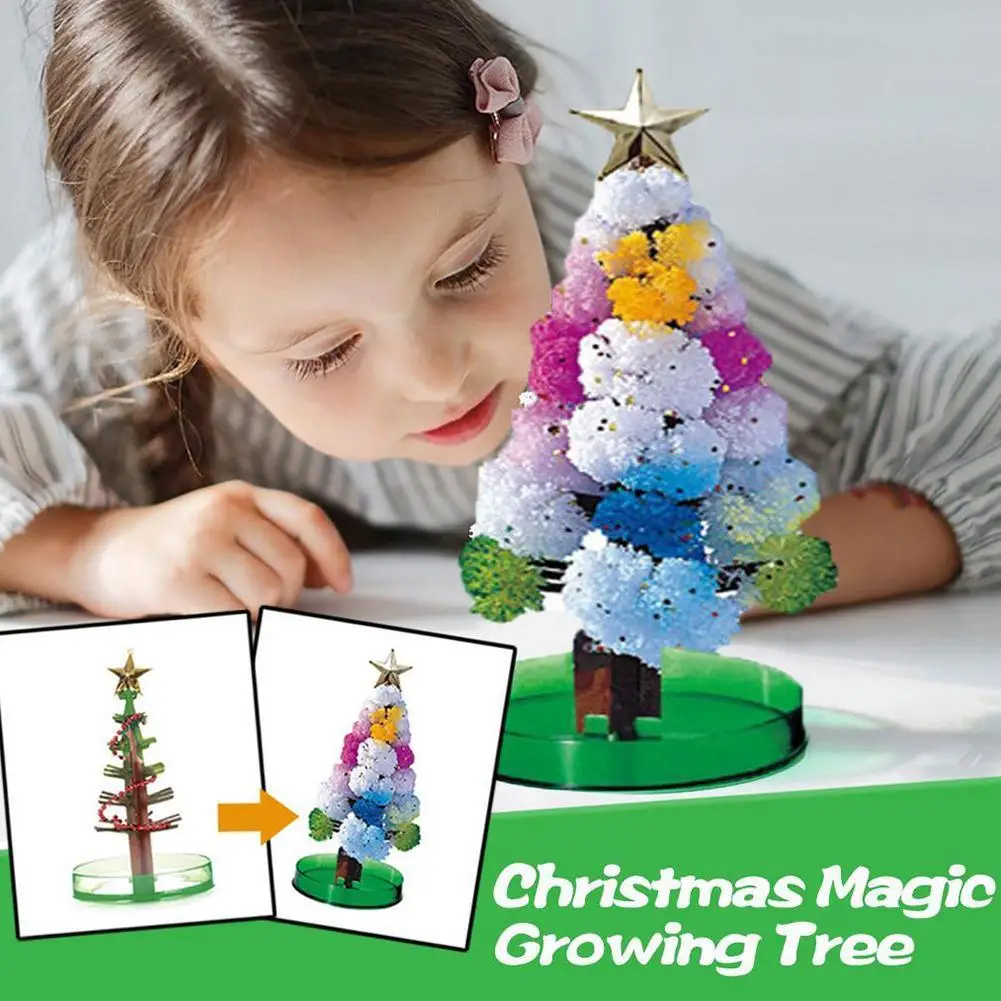 

Magic Growing Christmas Tree Novelties Toys Green Growing Paper Crystal Flowering Christmas Tree Educative Science Toys For Kids