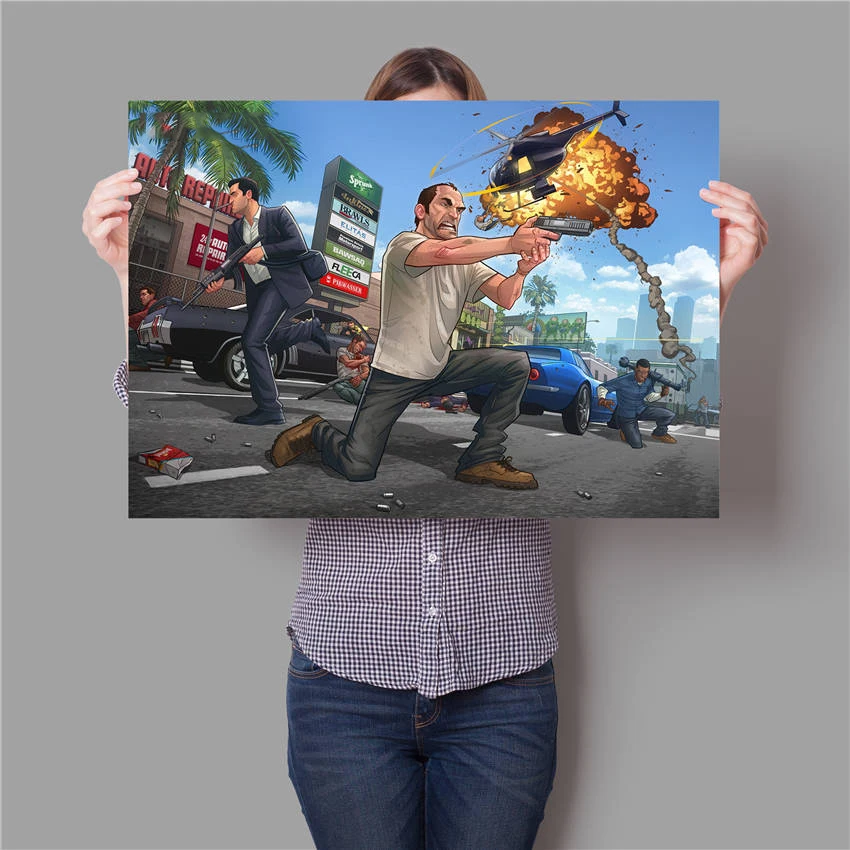

Grand Theft Auto 5 Nordic Poster Popular Game Playroom Childrens Wall Pictures For Living Room Wall Art Canvas Painting Unframed