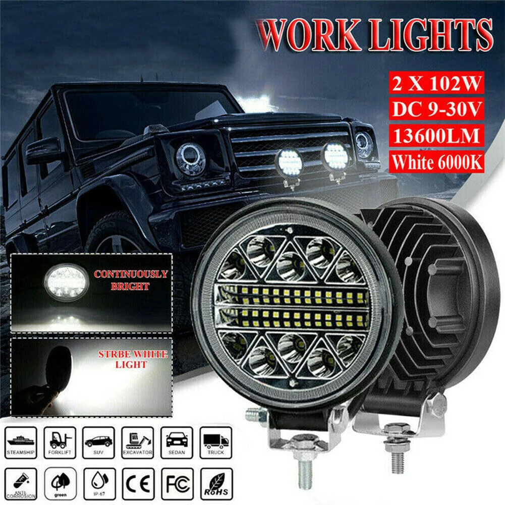 

2x 4inch 102w Led Work Light Bar 4wd Off Road Boat Spot Flood Driving Fog Lamp Off Road Atv Truck Bus Boat Fog Lamp