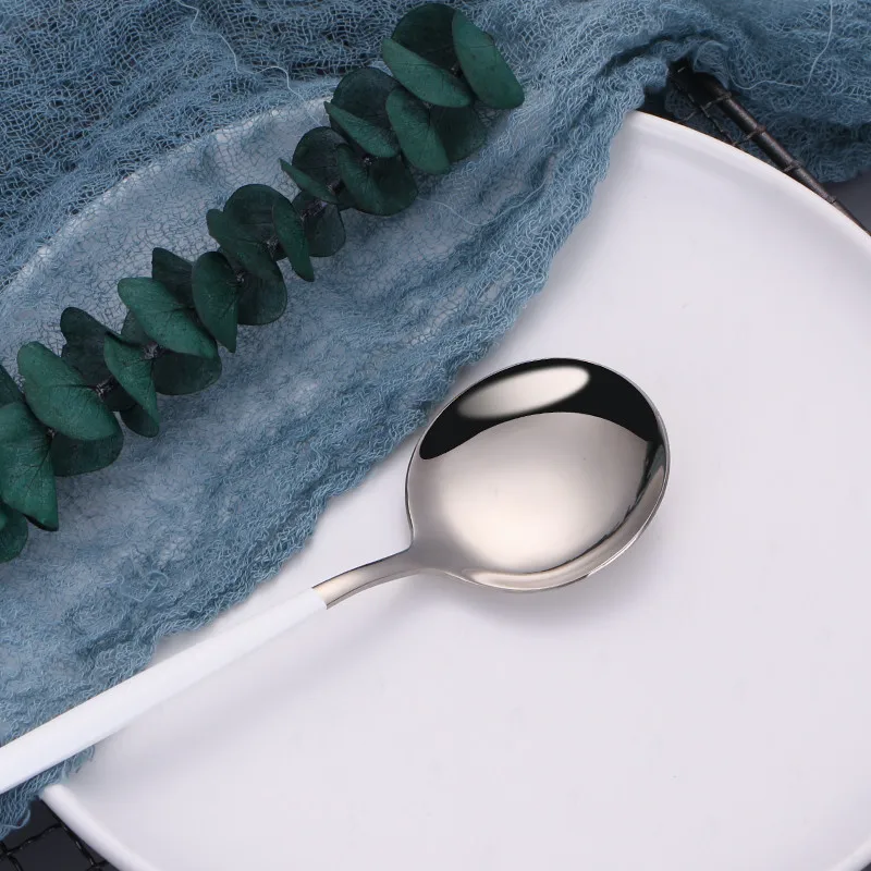 

White Tableware Cutlery Set Silver Stainless Steel Cutlery Dinner Set Kitchen Gold Dinnerware Spoon Fork Knife Spoon Dinner Set