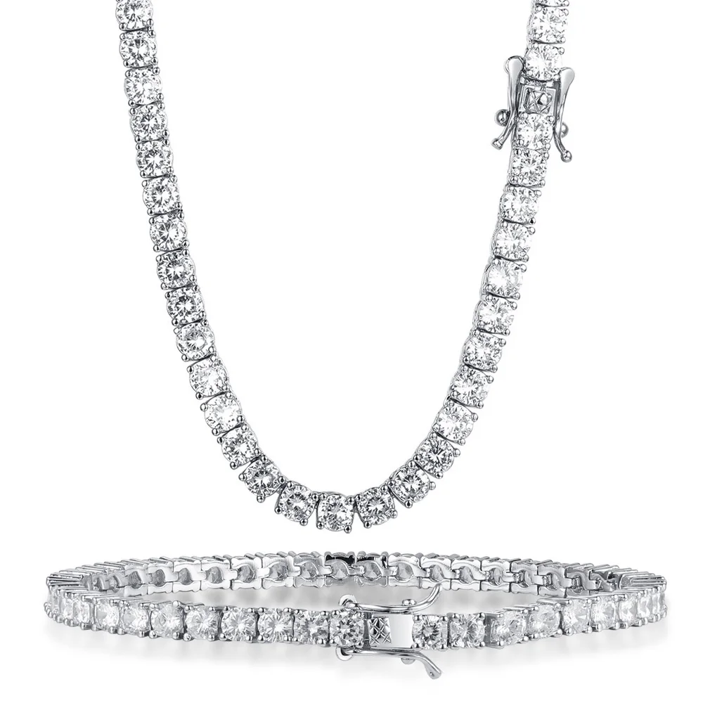 

Bling 3-8mm 100% CZ Zircon Tennis Chain Necklace Wholesale Iced Out Hip Hop Micro Pave CZ Bracelet Chains Dropshipping